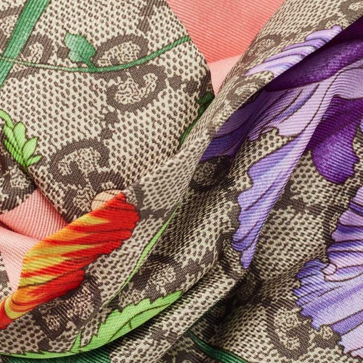 مملوكة مسبقًا Gucci Multicolor Floral GG Supreme Print Silk Headband M