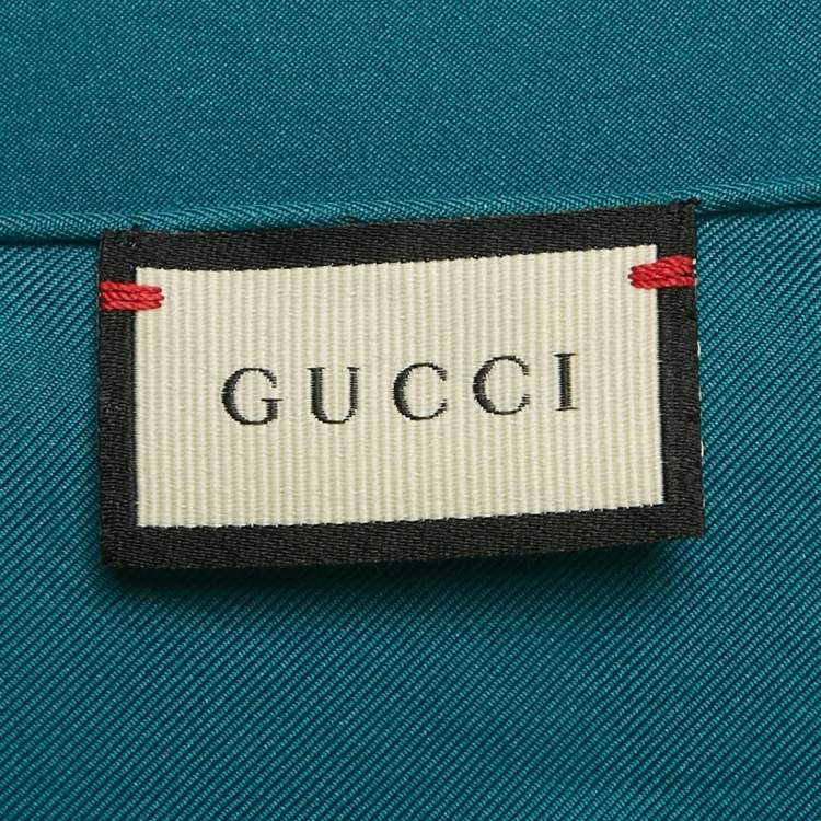 Pre Owned Gucci Multicolor/Blue Floral GG Supreme Print Silk Square Scarf 