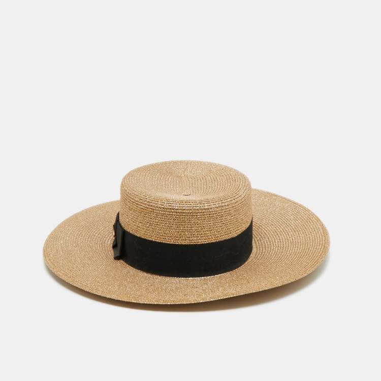 Pre Owned Gucci Gold Lame Papier Hat M/57 cm