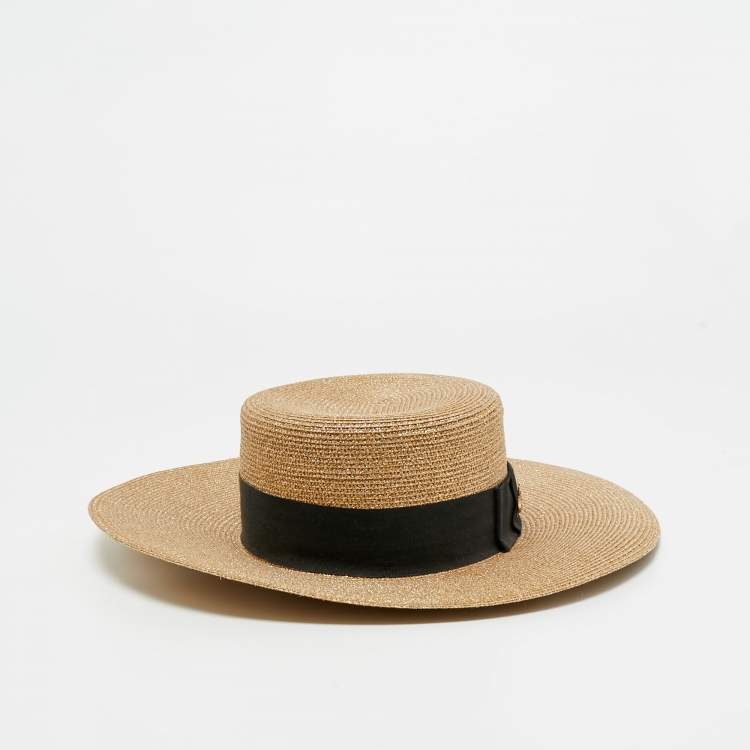 Pre Owned Gucci Gold Lame Papier Hat M/57 cm