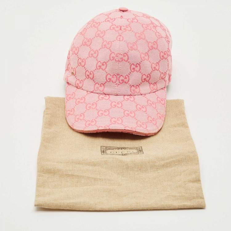 Pre Owned Gucci Pink GG Monogram Canvas Baseball Cap M Size 58