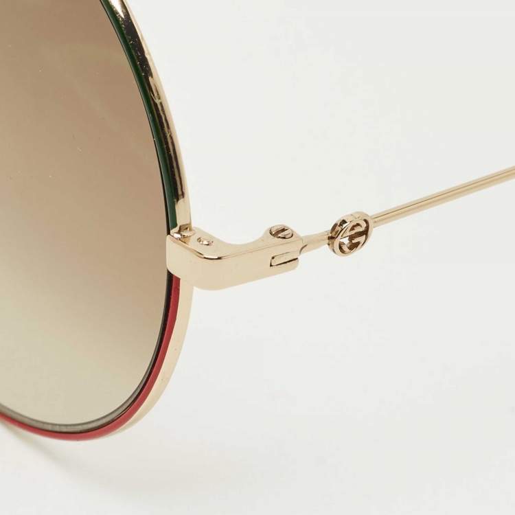 Pre Owned Gucci Brown Gradient GG0395S Round Sunglasses