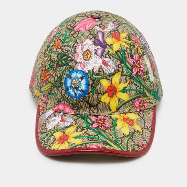 Pre Owned Gucci Multicolor GG Supreme Canvas Floral Print Baseball Cap XS
