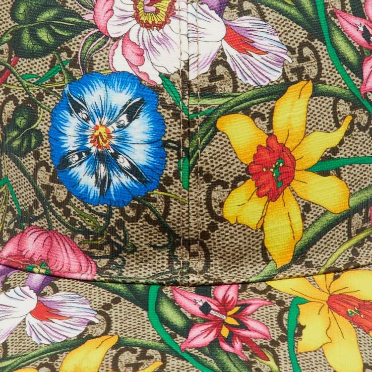 Pre Owned Gucci Multicolor GG Supreme Canvas Floral Print Baseball Cap XS