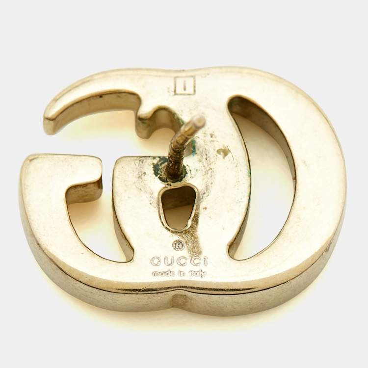 Pre Owned Gucci Double G Faux Pearl Gold Tone Earrings