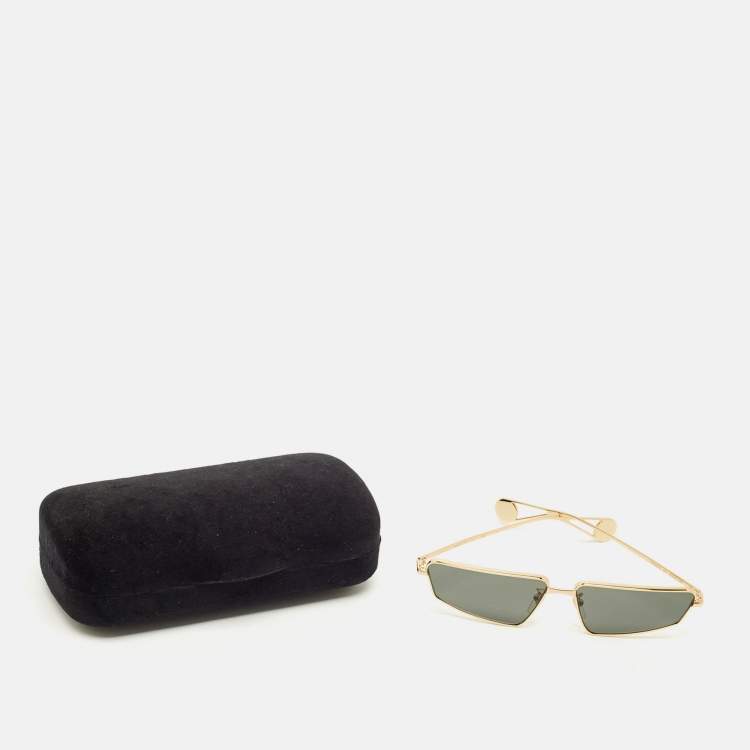 Pre Owned Gucci Black/Gold Tone GG0537S Rectangular Sunglasses