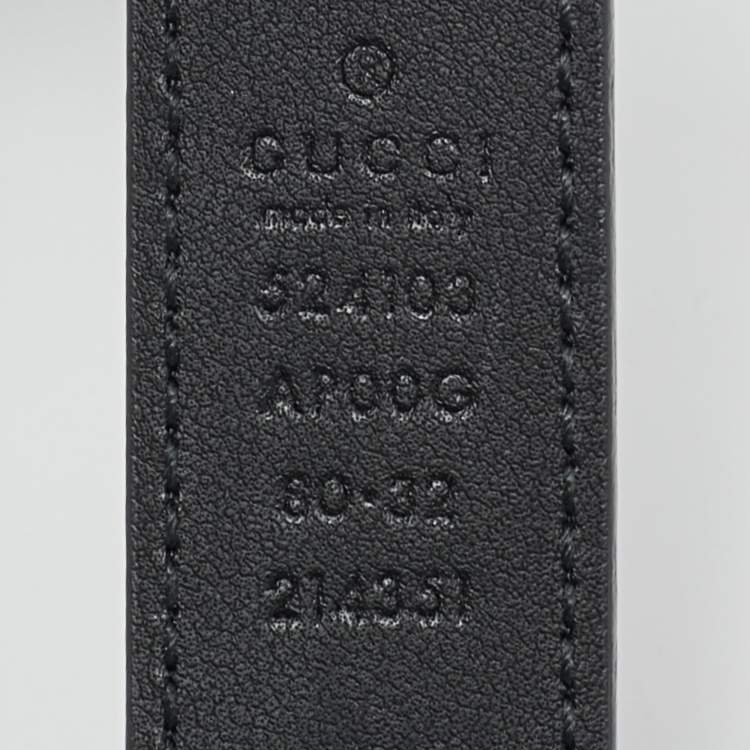 Pre Owned Gucci Black Leather GG Marmont Torchon Buckle Belt 80 CM