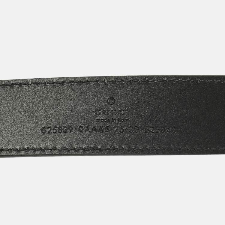 Pre Owned Gucci Black Leather GG Marmont Slim Belt 75 CM