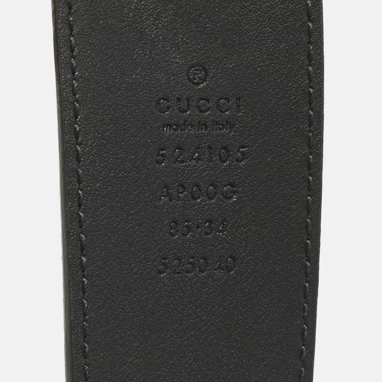 Pre Owned Gucci Black Leather GG Marmont Torchon Buckle Belt 85 CM