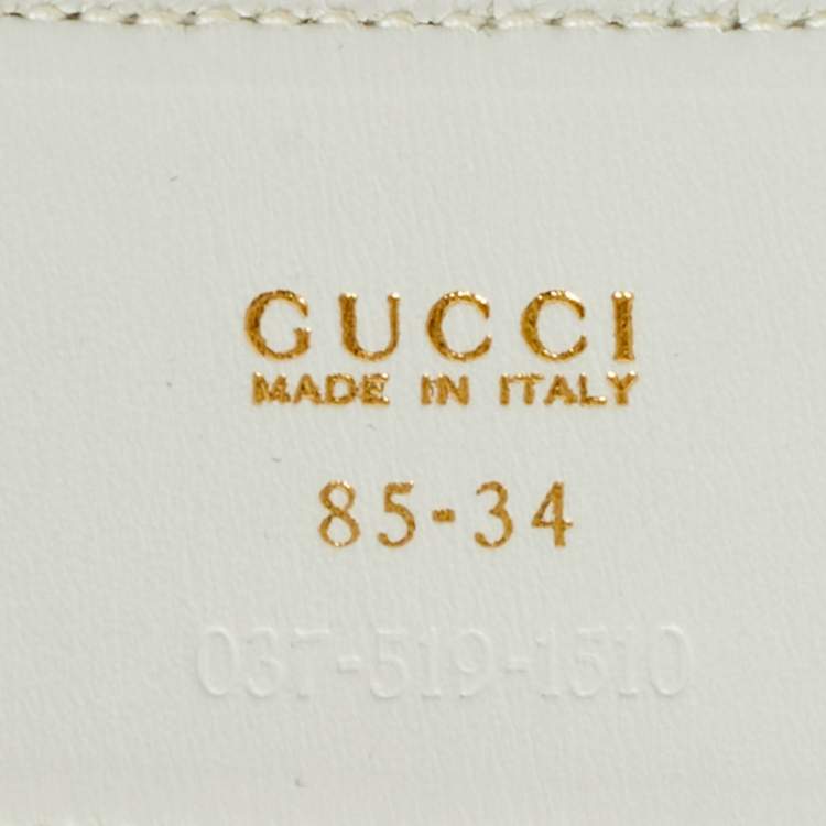 Pre Owned Gucci White Leather Interlocking G Buckle Belt 85CM