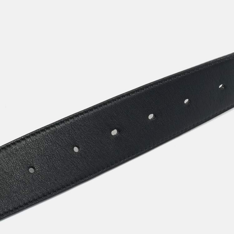 Pre Owned Gucci Black Leather GG Marmont Buckle Belt 95CM