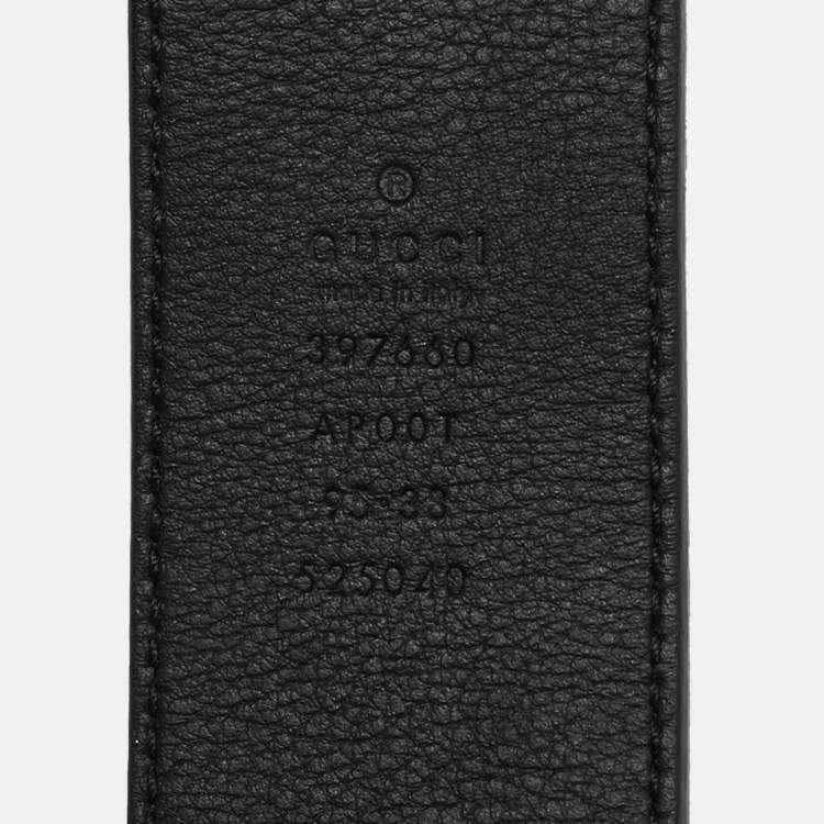 Pre Owned Gucci Black Leather GG Marmont Buckle Belt 95CM