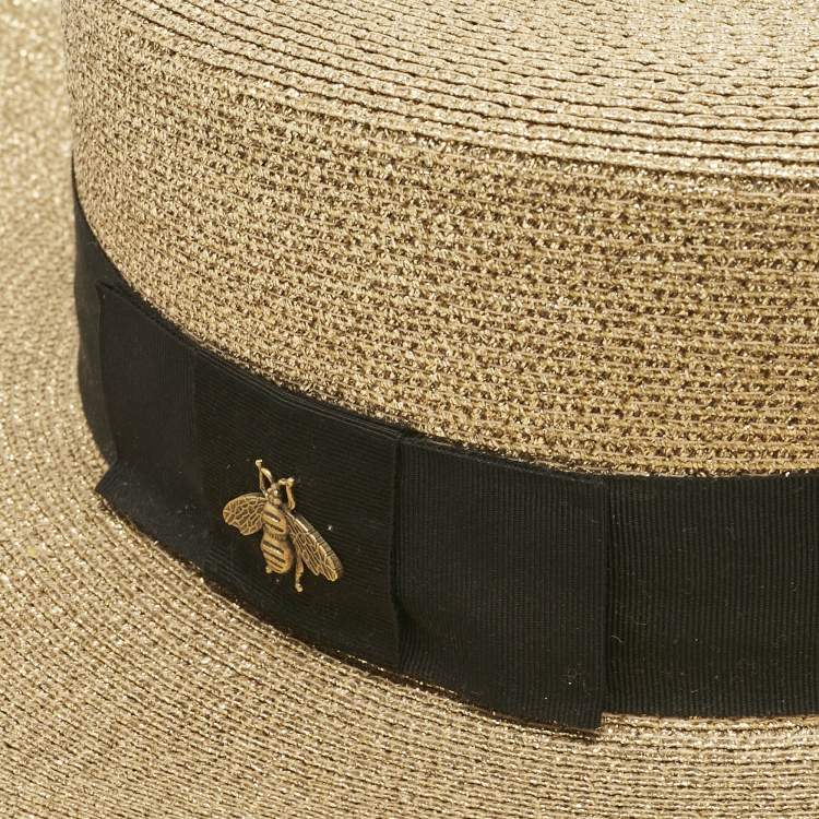 Pre Owned Gucci Gold Lamé Papier Hat L