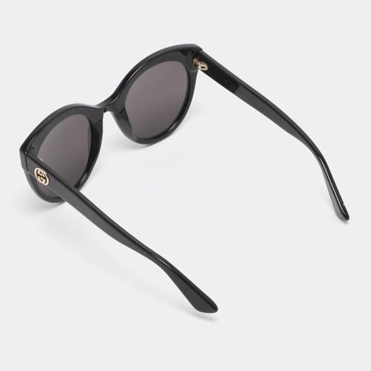 Pre Owned Gucci Black Acetate GG0028S Round Sunglasses 