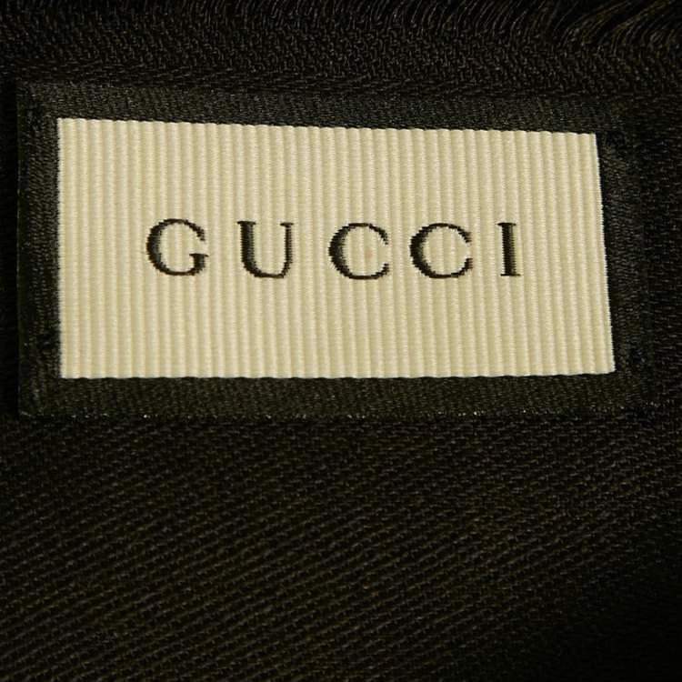 Pre Owned Gucci Black GG Silk Jacquard Scarf 