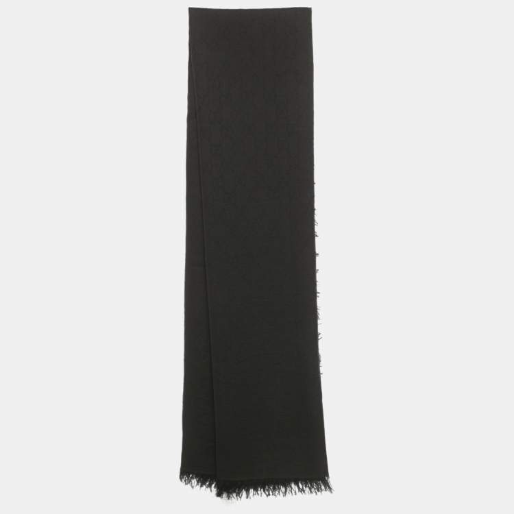 Pre Owned Gucci Black GG Silk Jacquard Scarf 