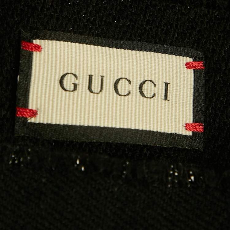 Pre Owned Gucci Black GG Lamé Wool Scarf