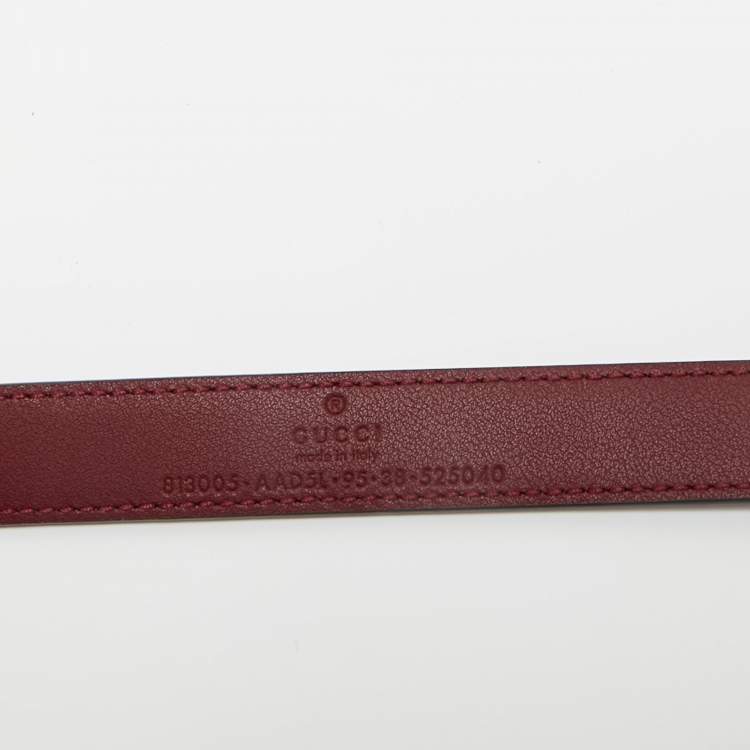 Pre Owned Gucci Burgundy Guccissima Leather Interlocking G Slim Belt 95CM