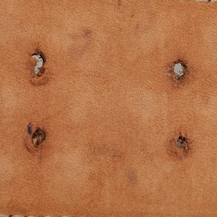 Pre Owned Gucci Dark Brown Leather Studded Buckle Belt 80CM