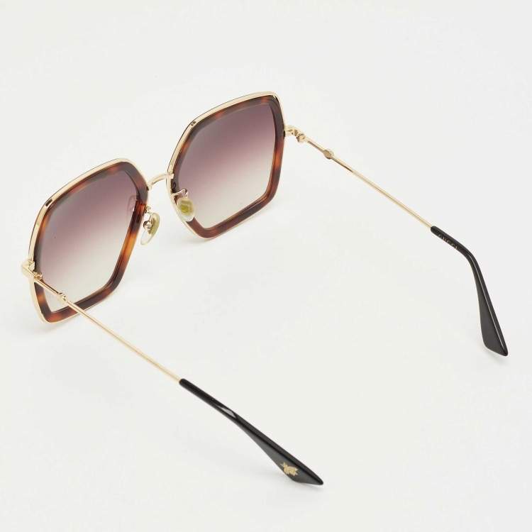 Pre Owned Gucci Brown Gradient GG106S Oversized Sunglasses