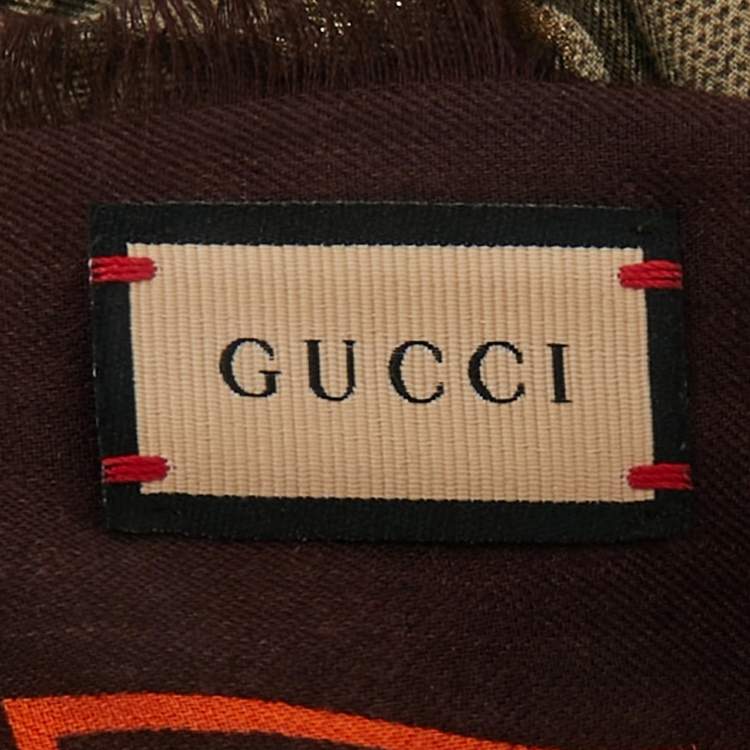 Pre Owned Gucci Brown GG Horsebit Print Modal Scarf 