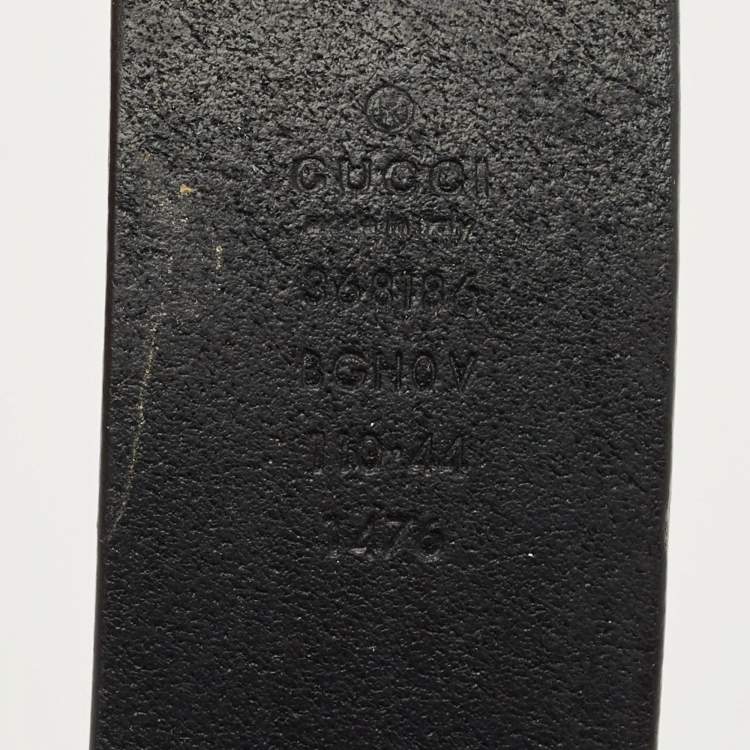 Pre Owned Gucci Black Leather Interlocking G Buckle Belt 110CM