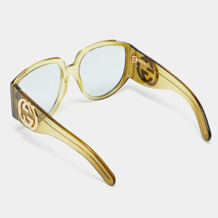 Pre Owned Gucci Green GG0151S Interlocking G Oversized Sunglasses