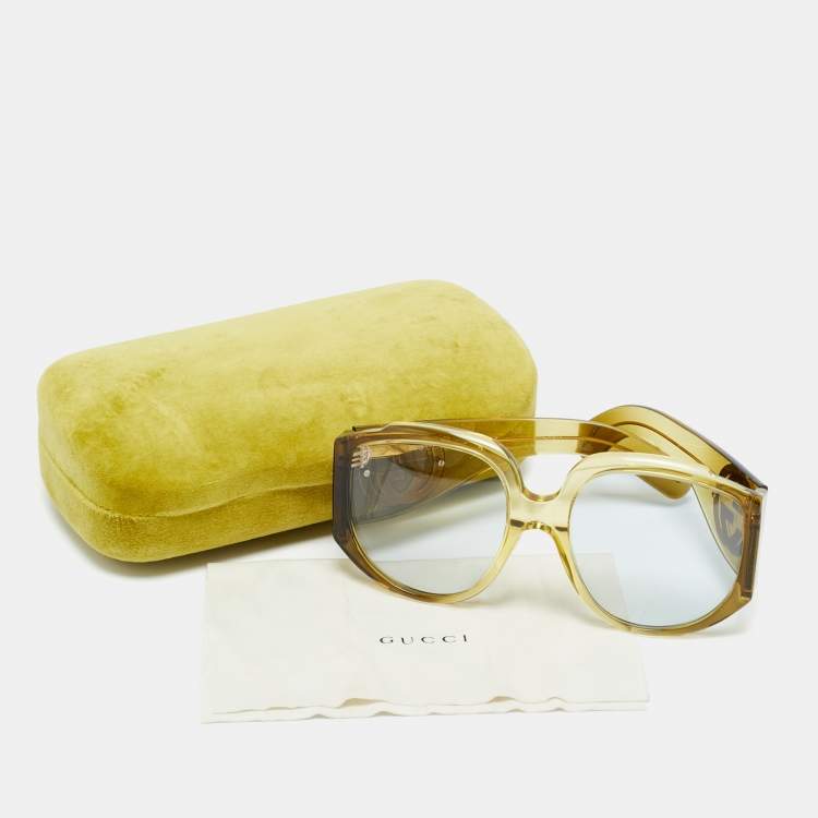 Pre Owned Gucci Green GG0151S Interlocking G Oversized Sunglasses