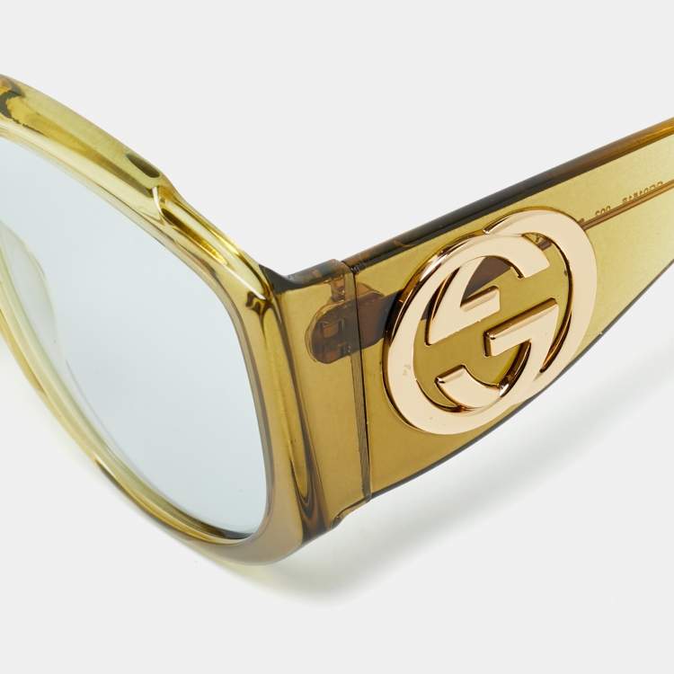 Pre Owned Gucci Green GG0151S Interlocking G Oversized Sunglasses
