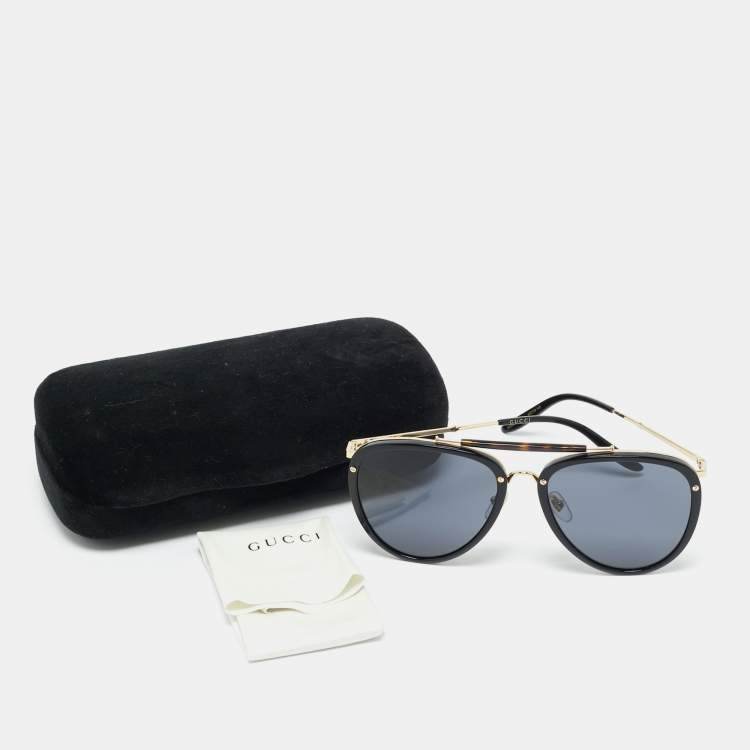 Pre Owned Gucci Black GG0672S Aviator Sunglasses