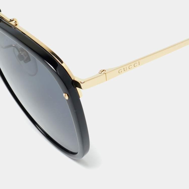 Pre Owned Gucci Black GG0672S Aviator Sunglasses