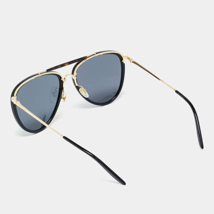 Pre Owned Gucci Black GG0672S Aviator Sunglasses