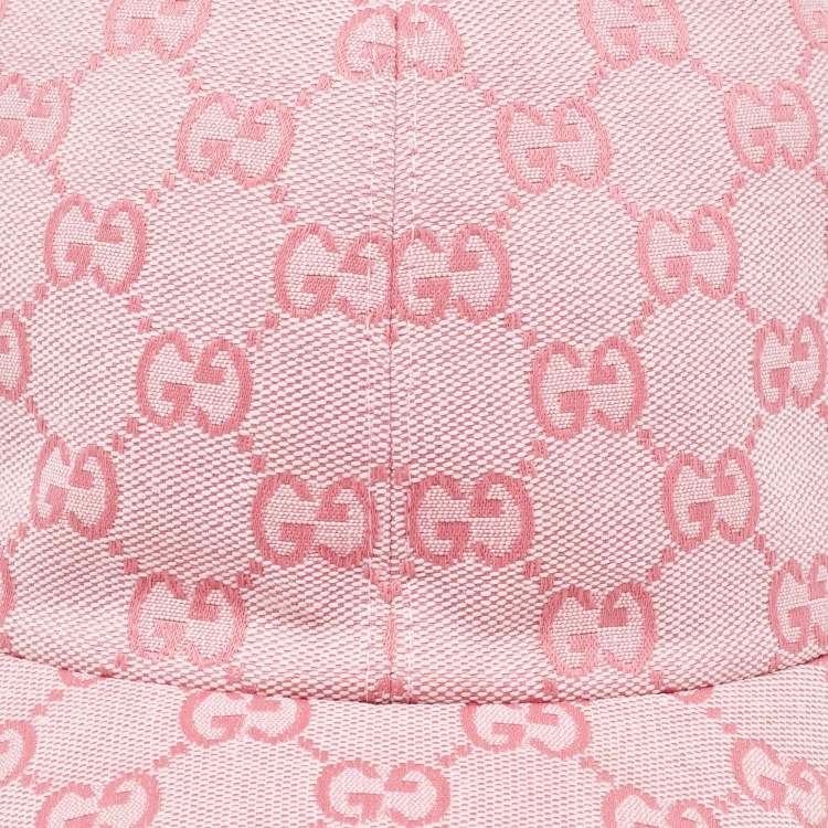Pre Owned Gucci Pink GG Jacquard Canvas Baseball Cap L/59 cm