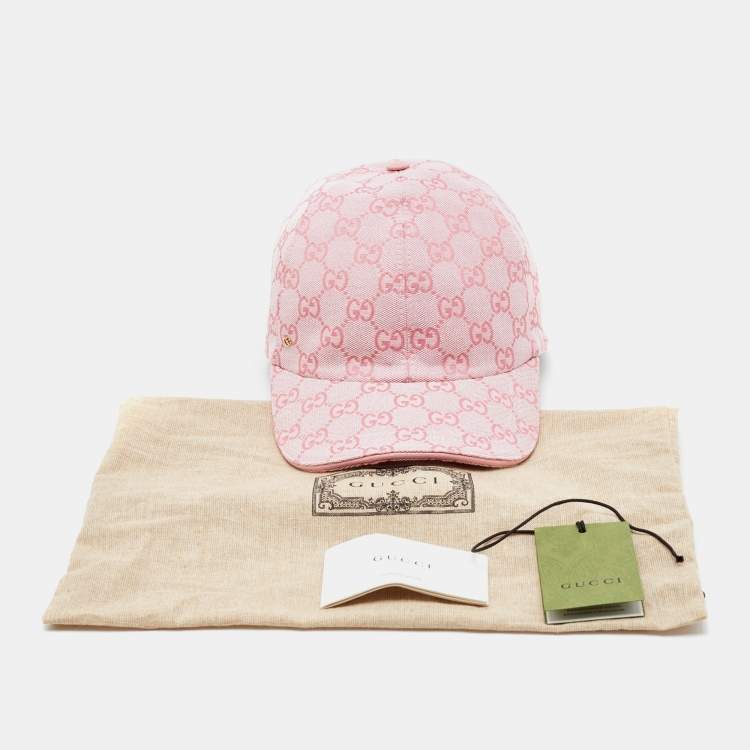 Pre Owned Gucci Pink GG Jacquard Canvas Baseball Cap L/59 cm