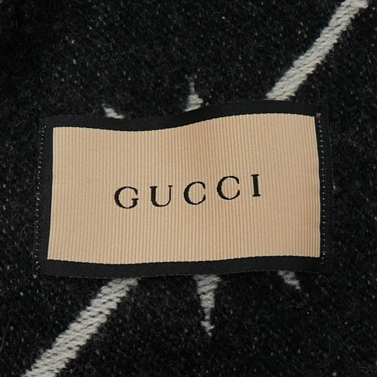 Pre Owned Gucci Black GG Wool Jacquard Shawl 