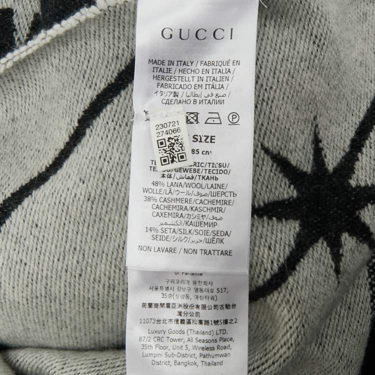 Pre Owned Gucci Black GG Wool Jacquard Shawl 