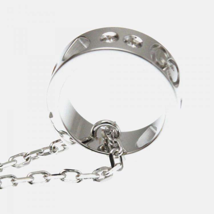 Pre Owned Gucci Icon Amor Diamond White Gold 18K Diamond Pendant Necklace Silver