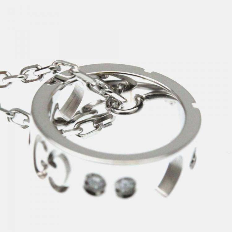 Pre Owned Gucci Icon Amor Diamond White Gold 18K Diamond Pendant Necklace Silver