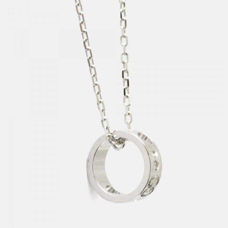 Pre Owned Gucci Icon Amor Diamond White Gold 18K Diamond Pendant Necklace Silver