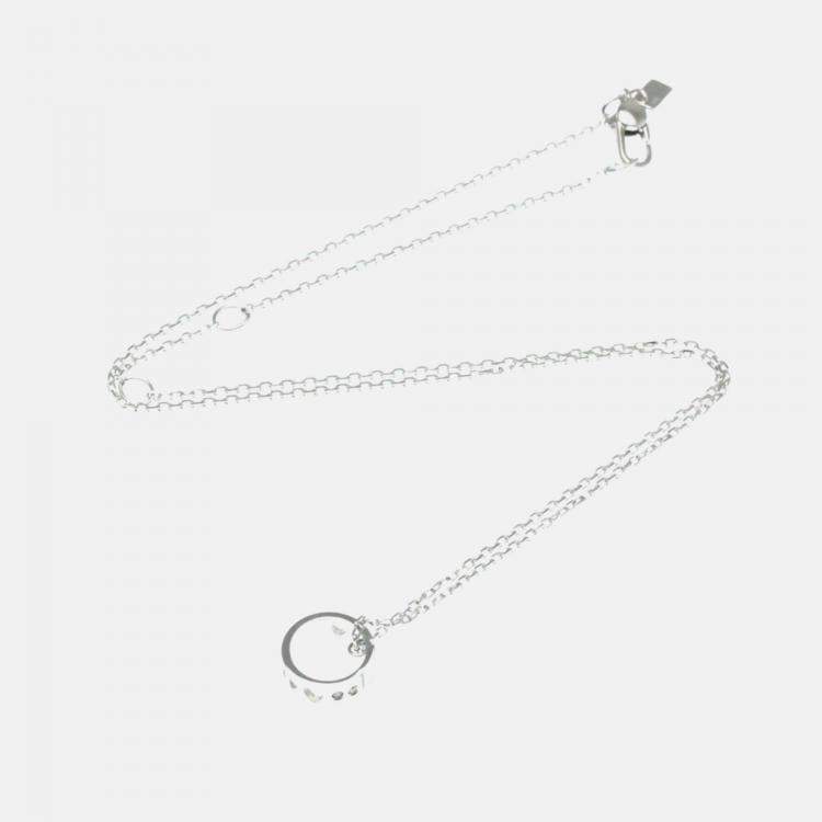 Pre Owned Gucci Icon Amor Diamond White Gold 18K Diamond Pendant Necklace Silver