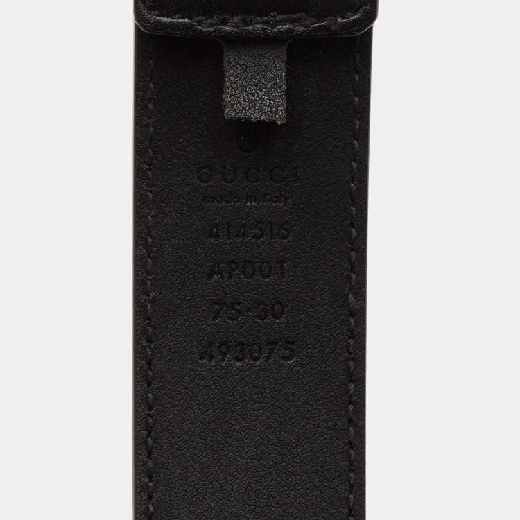 Pre Owned Gucci Black Leather GG Marmont Buckle Belt 75 CM
