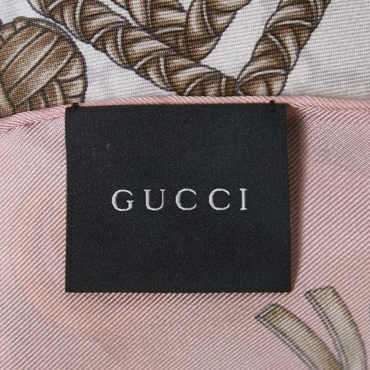 Pre Owned Gucci Pink GG Rope Print Silk Scarf