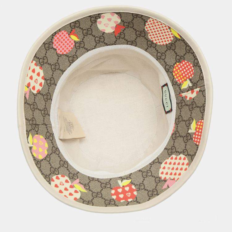 Pre Owned Gucci Brown GG Supreme Les Pommes Bucket Hat