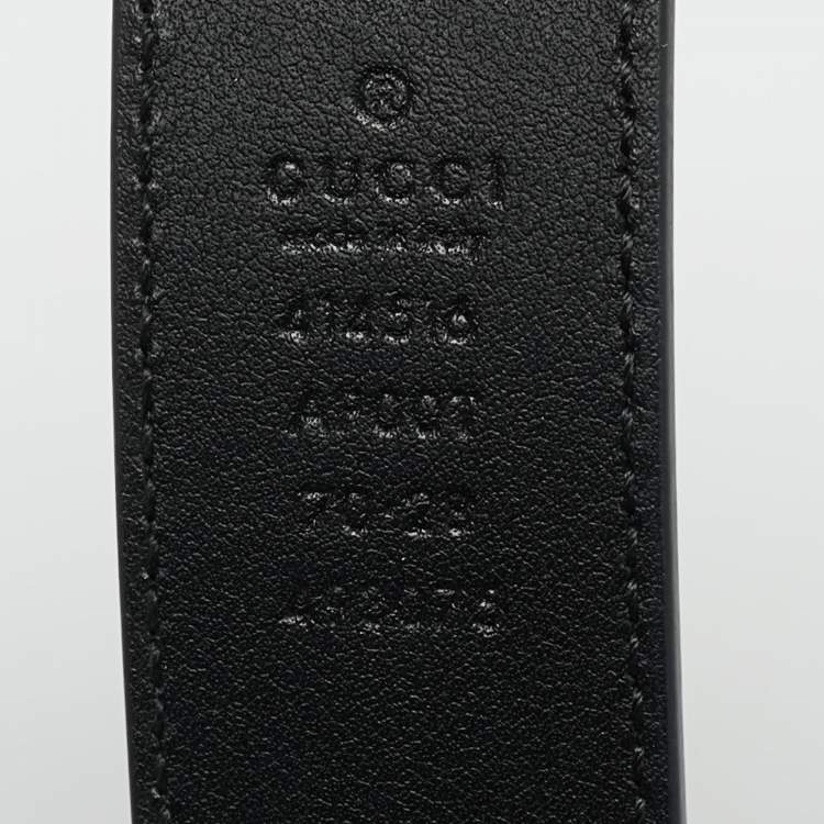 Pre Owned Gucci Black Leather GG Marmont Buckle Belt 70 CM
