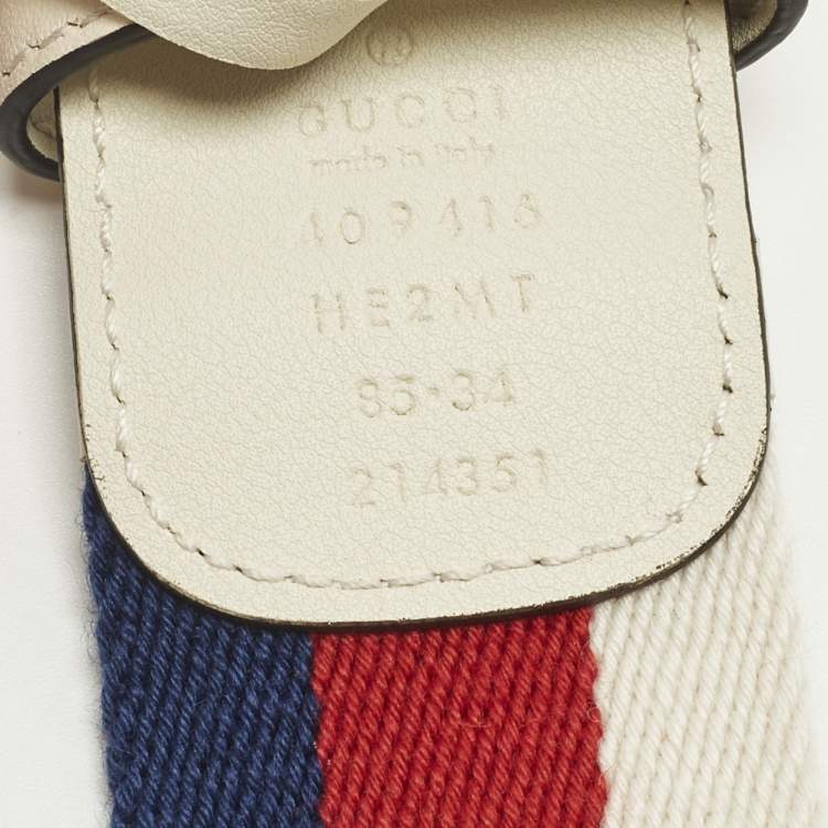 Pre Owned Gucci GG Marmont 85CM Web Fabric and Leather Belt 