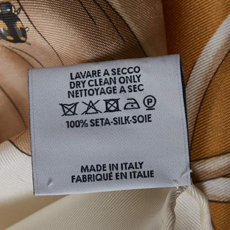 Pre Owned Gucci Yellow Lotus Print Silk Square Scarf 