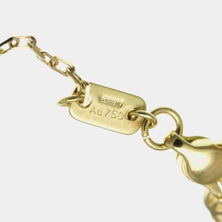 Pre Owned Gucci GG Logo Diamond 18K Yellow Gold Diamond Necklace