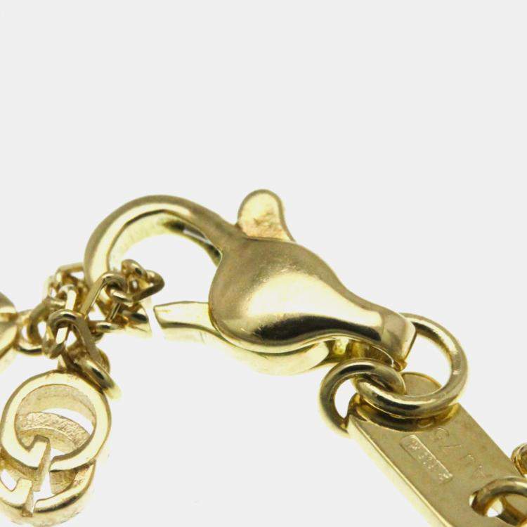 Pre Owned Gucci GG Logo Diamond 18K Yellow Gold Diamond Necklace