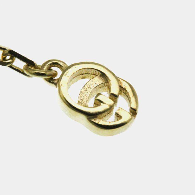 Pre Owned Gucci GG Logo Diamond 18K Yellow Gold Diamond Necklace