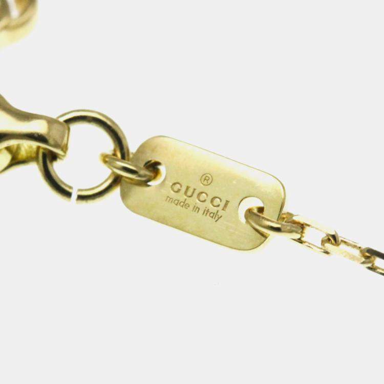 Pre Owned Gucci GG Logo Diamond 18K Yellow Gold Diamond Necklace
